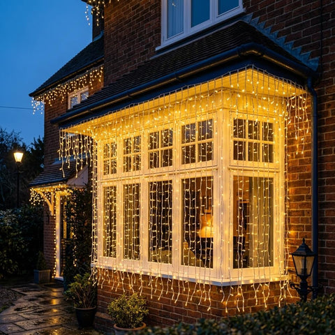 LightsGo Icicle Lights 120 LED 4M Warm White Christmas Lights – Waterproof Outdoor Fairy Lights with 8 Modes, Timer & 10M Lead - Turn Your Gutterline Into a Little Winter Wonderland
