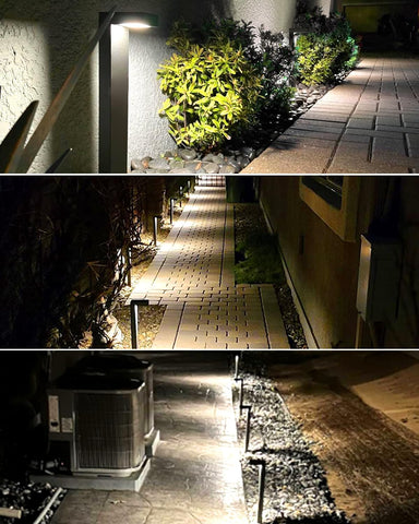 GKOLED 4-Pack LED Pathway Lights, Low Voltage Outdoor Waterproof, Black