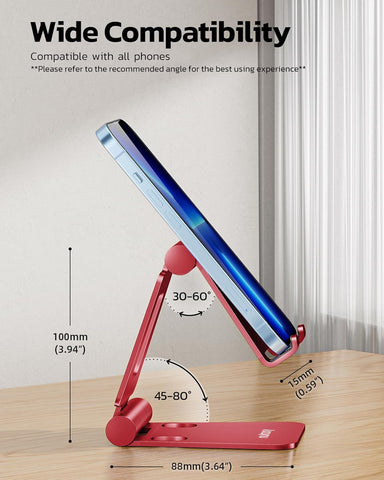 Nulaxy Foldable Adjustable Mobile Phone Stand - Red