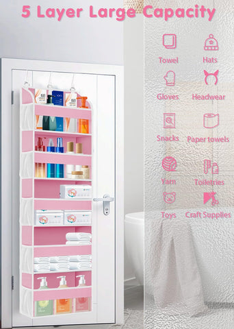 TAHAVICE Over The Door Storage Organiser, 5 Clear Window Pockets and 10 Mesh Side Pockets, Grey – Turn Unused Door Space into Smart Storage