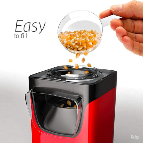 Gadgy 1100W Popcorn Maker – Sweet & Salty Hot Air Pop Corn Machine, Compact Silver