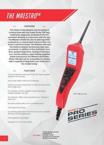 Power Probe The Maestro Automotive Circuit Tester 12–24V Colour LCD Multimeter with Trace Mode, Power & Ground Activation, Data Logging & App Support – Professional Car Electrical Diagnostic Tool UK