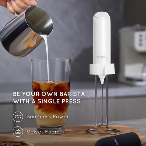 Rechargeable Milk Frother Handheld USB-C Stand Electric Coffee Whisk