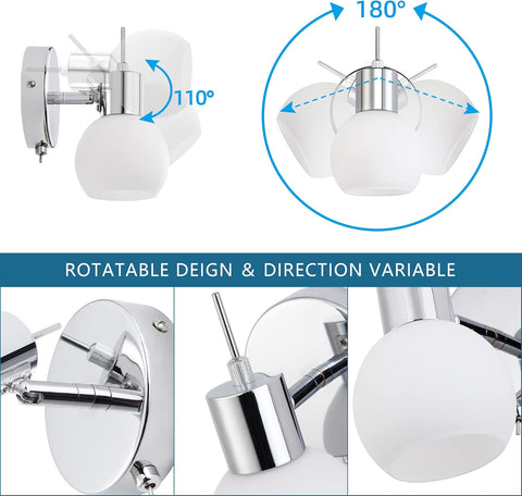 MantoLite 2 Pack LED Wall Lights with Switch for Bedroom and Living Room