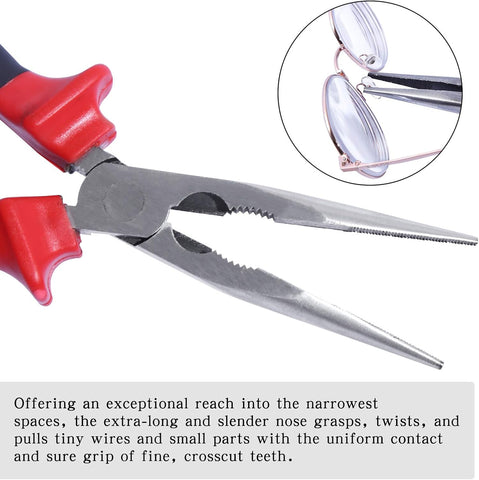 Sharp-tec 200mm Long Nose Pliers with Soft Grip Handles