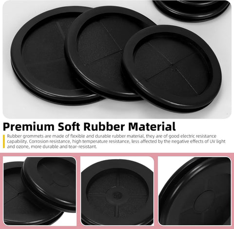 8Pcs Round Rubber Grommets, 32mm Double-Sided Rubber Hole Plug Electrical Wire Gaskets, Black Rubber Hole Synthetic Rubber Plug for Wire, Cable and Plugs Protection
