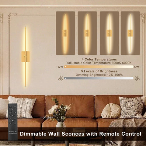 Wireless Battery Operated Wall Sconce with Remote Gold