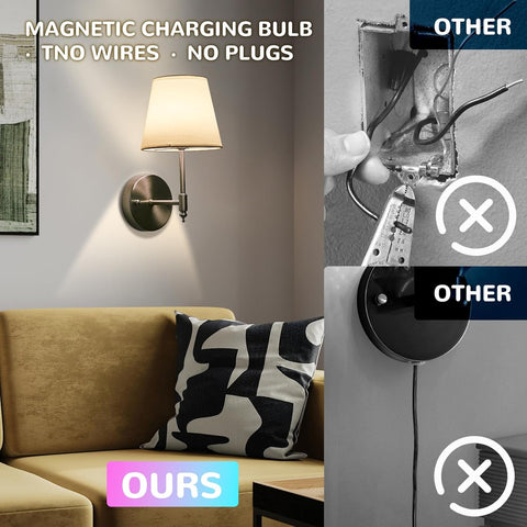 Brushed Nickel Battery Operated Wall Sconce Set of 2 with Remote