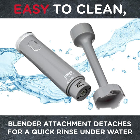 Hand Blender 200W Stick Immersion Blender – Cool Grey Handheld Electric Mixer with Stainless Steel Blade for Soups & Smoothies