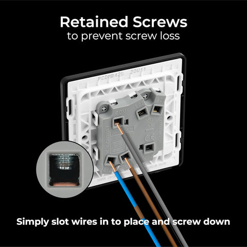 Double Wall Light Switch 2 Way Screwless Matt Black