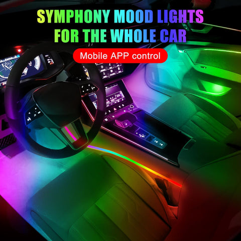 18-in-1 Car Interior Ambient Lights – 128 Colour RGB LED Fibre Optic Strip with APP Control, Music Sync & Multi-Mode Neon Lighting for All Cars