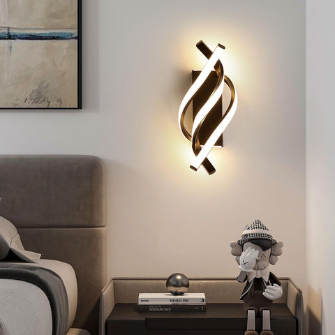 Modern LED Wall Light 22W Black Spiral Lamp