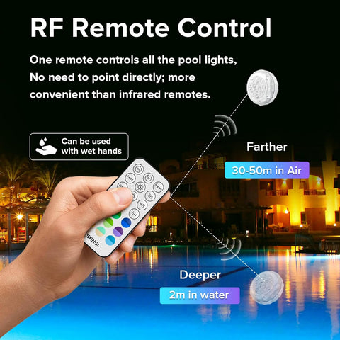 SANSI Submersible LED Pool Lights IP68 Magnetic Remote 20 Colours 4-Pack – Waterproof RGB Underwater Lights for Pools, Hot Tubs, Garden Ponds & Fountains