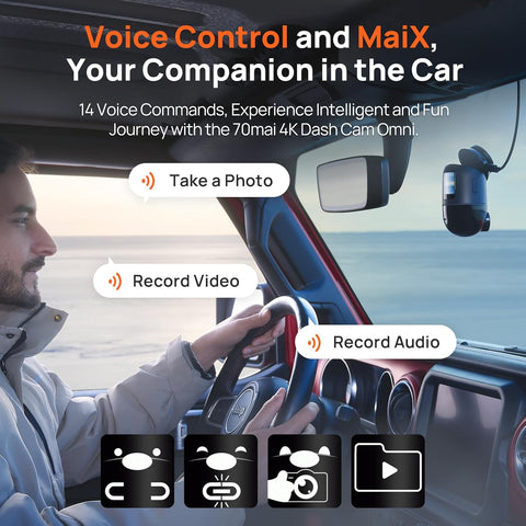 70mai Dash Cam 4K Omni Front and Rear Car Camera