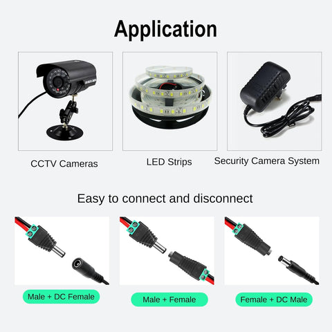 LightingWill 5Pair/10pcs 5.5 X 2.1mm Barrel Power 12V Male and Female DC Jack Power Connector Adapter Plug for CCTV Security Camera LED Strip
