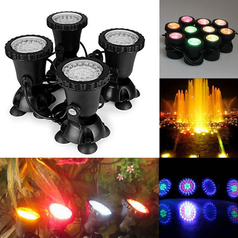 Waterproof Underwater Spot Lights Multicolour RGB Aquarium Lights with Remote Control – IP68 LED Pond, Fish Tank & Pool Lighting, UK Plug, Set of 4