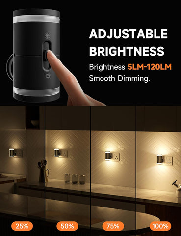 LED Night Lights, 2 Pack Modern Night Light Plug in Wall with Dusk to Dawn Sensor, Adjustable Brightness 5-120LM, Warm White 3000K, Dimmable Night Lights Hallway Bedroom Stair Bathroom Toddler