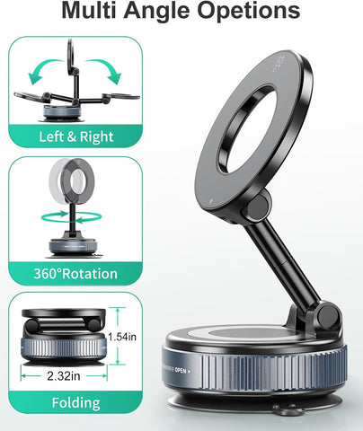 HanCenDa Vacuum Suction MagSafe Car Phone Holder – Black