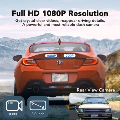 1080P Full HD Front & Rear Dash Cam with Night Vision – Black