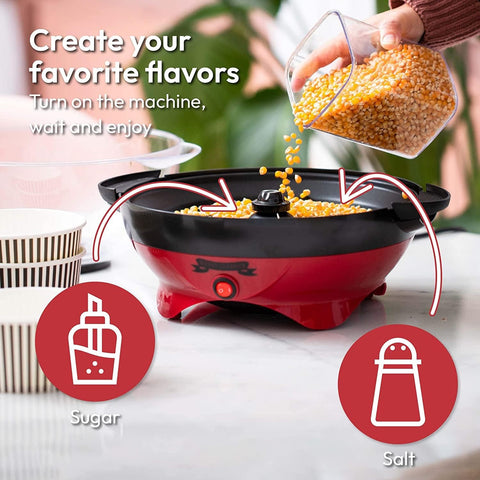 Gadgy® 800W Round Popcorn Maker – Non-Stick, Fast & Quiet Popcorn Machine