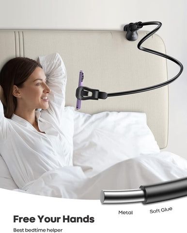 Lamicall Gooseneck Bed Phone Holder Black – 80mm Clamp Flexible Arm