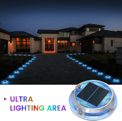 Quntis Solar Decking Lights Outdoor Garden 4 Pack Aluminum IP68 Waterproof