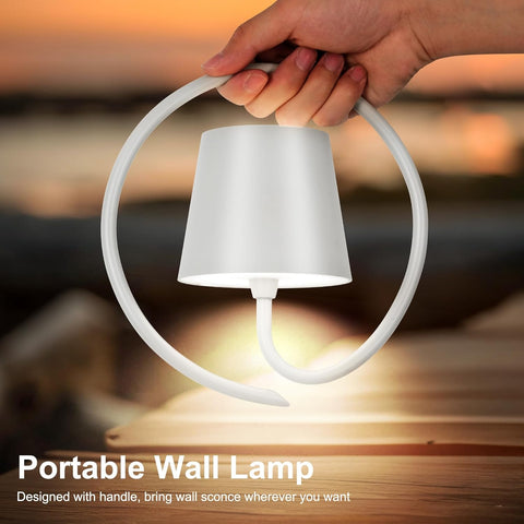 Battery Operated Wall Lights, 2 Pack Rechargeable Wall Light Indoor with 3 Color Temperatures, Dimmable Wireless LED Wall Lamps IP54 Waterproof Wall Sconce Lights for Bedroom, Living Room(White)