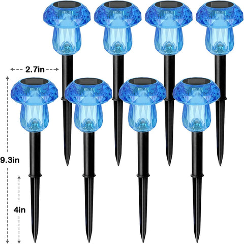 Solar Halloween Lights Outdoor 8 Pack Blue Garden Mushroom Decor