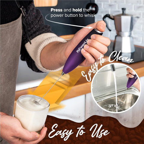 Milk Frother Handheld Whisk – Electric Coffee Foamer with Stand 19000rpm