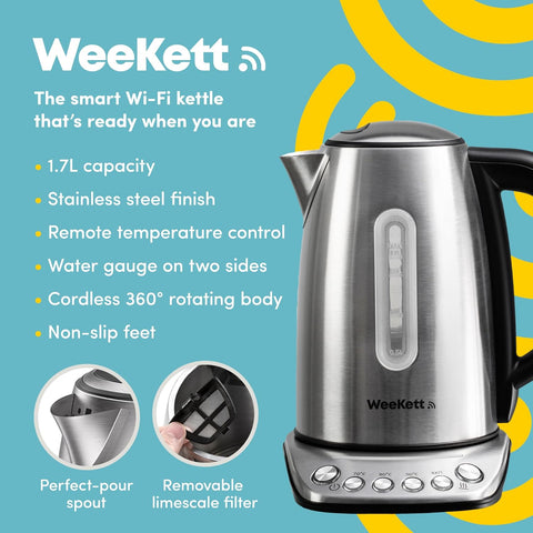 WeeKett Smart Kettle 1.7L – Stainless Steel, Voice Control Alexa Kettle, Variable Temperature, Keep Warm, BPA Free