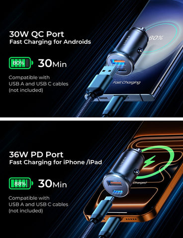 LISEN 69W USB C Car Charger Adapter