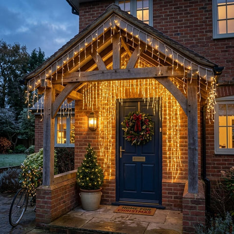 LightsGo Icicle Lights 120 LED 4M Warm White Christmas Lights – Waterproof Outdoor Fairy Lights with 8 Modes, Timer & 10M Lead - Turn Your Gutterline Into a Little Winter Wonderland