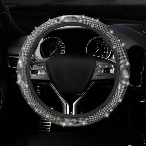 Silver Bling Crystal Steering Wheel Cover – Universal 36-38cm Fit