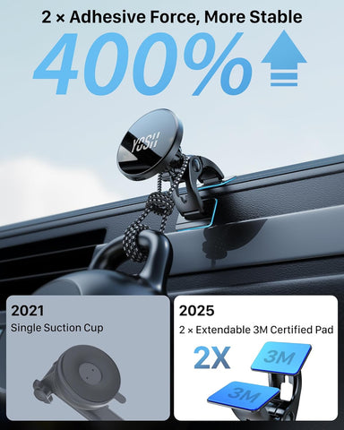 YOSH 15W MagSafe Car Mount Charger with N55 Magnetic Phone Holder for Dashboard or Vent – Fast Wireless Charging for iPhone, Samsung, Pixel