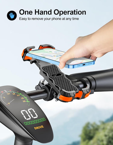 Glangeh Bike Phone Holder, [Secure Lock] 8S Quick Install Anti-fall Motorbike Phone Holder, 360° Rotating Bike Phone Mount