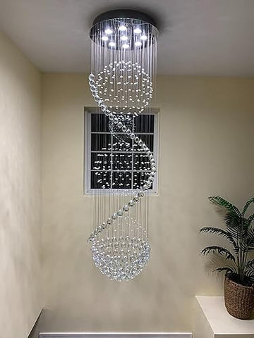 Luxurious Crystal Ball Chandelier - 138 Genuine Crystal Droplets Rainfall Design