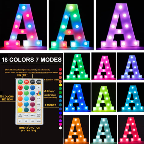 Light Up LED Marquee Letter J – 18 Colors with Remote