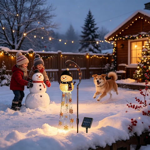Solar Christmas Lights LED Snowflake Patio Stake Lamp