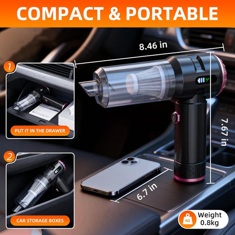 Handheld Vacuum Cleaner 23000Pa Cordless Mini Car & Home Black Purple