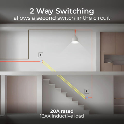 2 Way Screwless Wall Light Switch Matt Black 20A