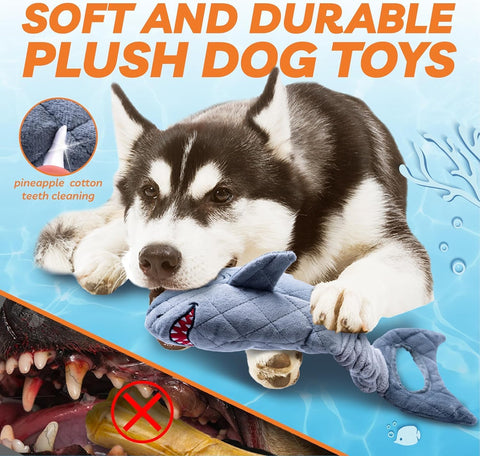 Legend Sandy Grey Shark Dog Toy – Large Interactive Chew Toy