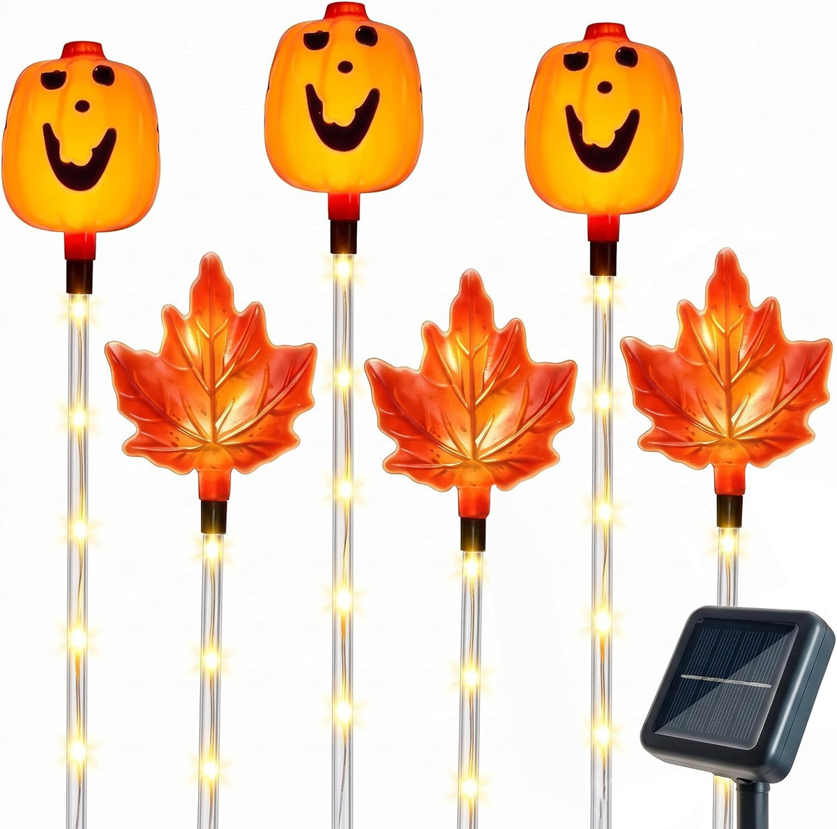 Halloween Pathway Lights, Pumpkin & Maple Waterproof Solar Powered Halloween Pathway Decor