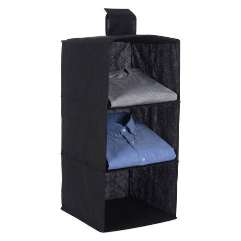 Premier Housewares 3-Section Hanging Garment Organiser, Blue – Lightweight Wardrobe Storage for Shoes, Clothes & Seasonal Essentials