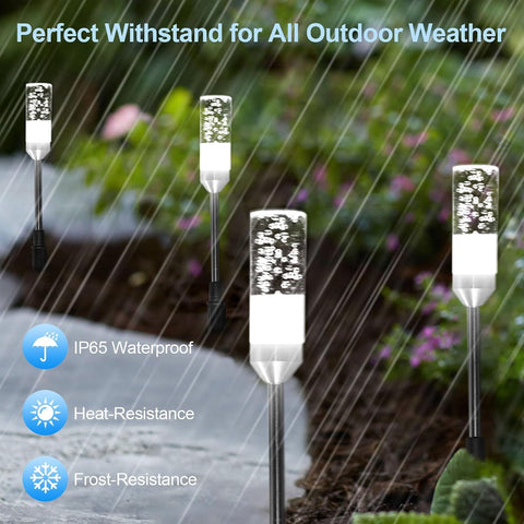ECOWHO Garden Pathway Lights 3 Packs with 3m Wiring Cable Spike Lamps Without Adapter, Only Extension Path Lights Cool White Pathway Lighting (No Plug)