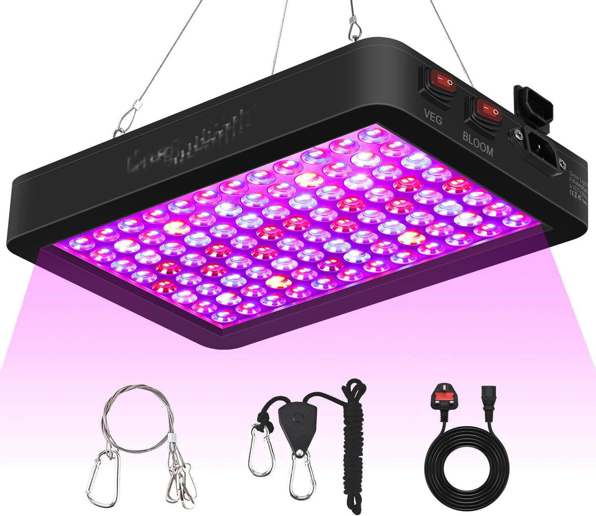 BW1000 LED Grow Lights Double Chips Full Spectrum with 3-Metre Cable for Greenhouse and Indoor Plant Veg and Flower Growing