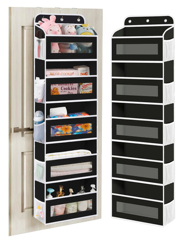 KYEVIS Over The Door Storage Organiser, 5 Shelves with 10 Mesh Pockets, Dark Grey – Keep Baby Essentials Neatly Within Reach