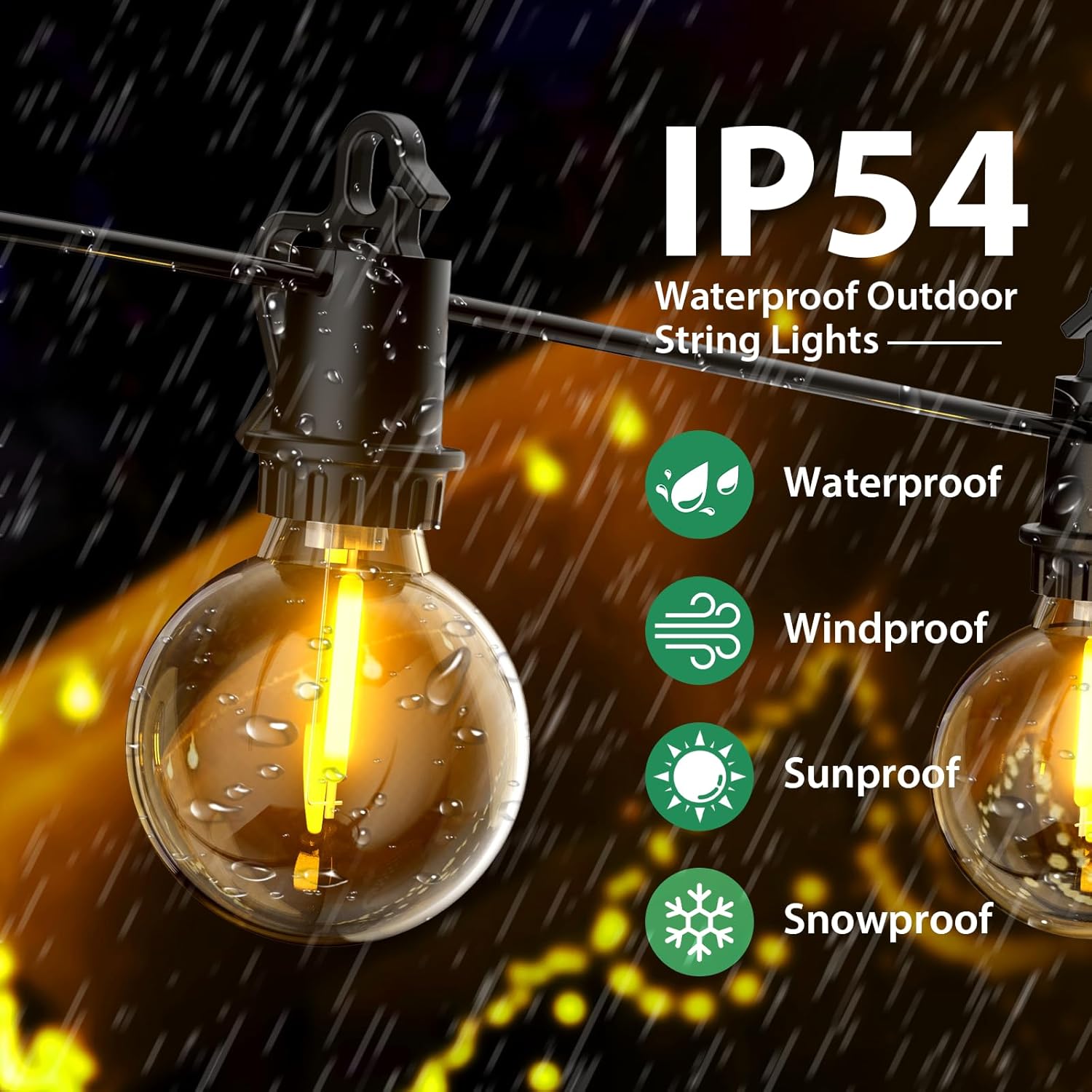 Outdoor Lights Mains Powered with 12+1 Shatterproof Bulbs, Outdoor String Lights, 8.8M/28.9FT IP54 Waterproof Garden String Lights Festoon Lights for Garden
