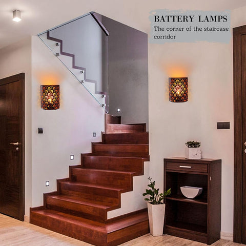 JHY DESIGN Set of 2 Battery Powered Wall Sconce Lamps 20cm