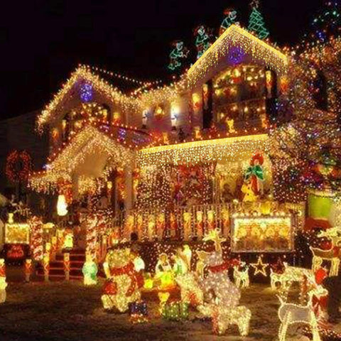 Solar Icicle Lights – 160 LED Warm White Outdoor Christmas Lights with 8 Lighting Effects, IP65 Waterproof Solar String Lights for House, Windows, Porches & Gardens - Let Your Christmas Display Glow Without the Tangle of Cables