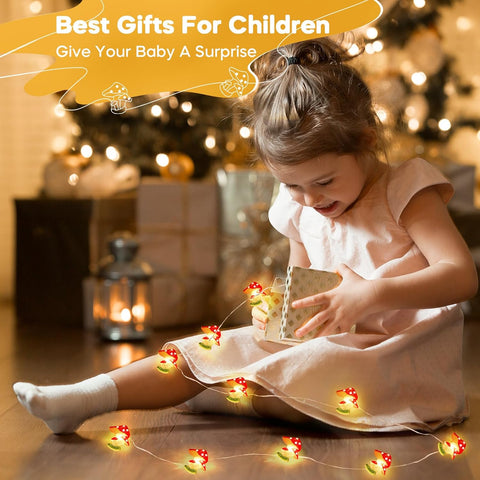 3M 30 LED Mushroom Fairy String Lights | Battery Operated Cute Room & Garden Decor for Bedroom, Party, Wedding & Christmas